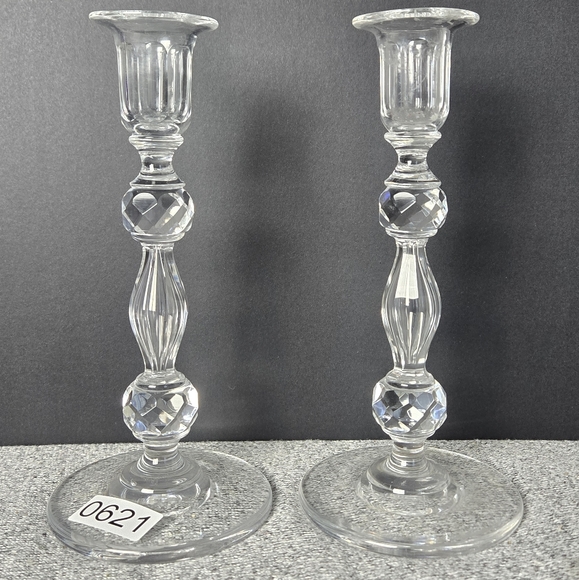 Vtg. Mikasa Crystal Richelieu Candle HoIders Candle Sticks Qty 2 Set Collectible - Picture 1 of 6
